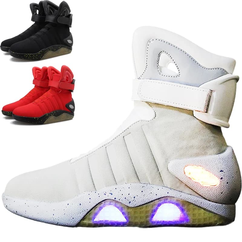 2026 New Future Trend Fashion Style Stivali Scarpe leggere a LED ricaricabili tramite USB per adulti sia per uomini che per donne