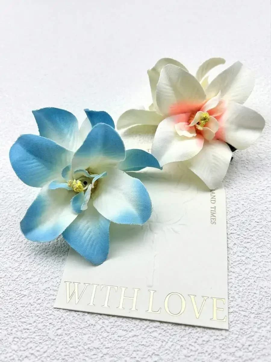 2 fermagli per capelli con fiori artificiali per donna, accessori floreali per capelli, fermagli con biglietto d'amore