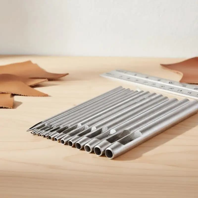 Set di 6 Utensili per Foratura del Cuoio, Perforatori Rotondi Cavi, Accessori per Cucito e Lavorazione del Cuoio, Kit di Foratura
