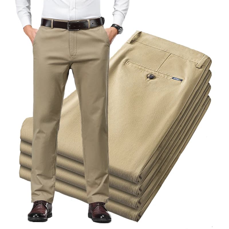 Pantaloni casual autunnali da uomo in cotone al 97% Pantaloni classici da lavoro di marca di abbigliamento maschile di nuova moda dritti elasticizzati