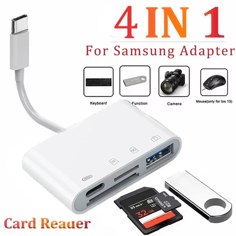 4 In 1 SD Card Reader USB HUB for iPhone 15 16 17 For Huawei USB 3.0 Type C to SD TF Card Memory Reader OTG Adapter