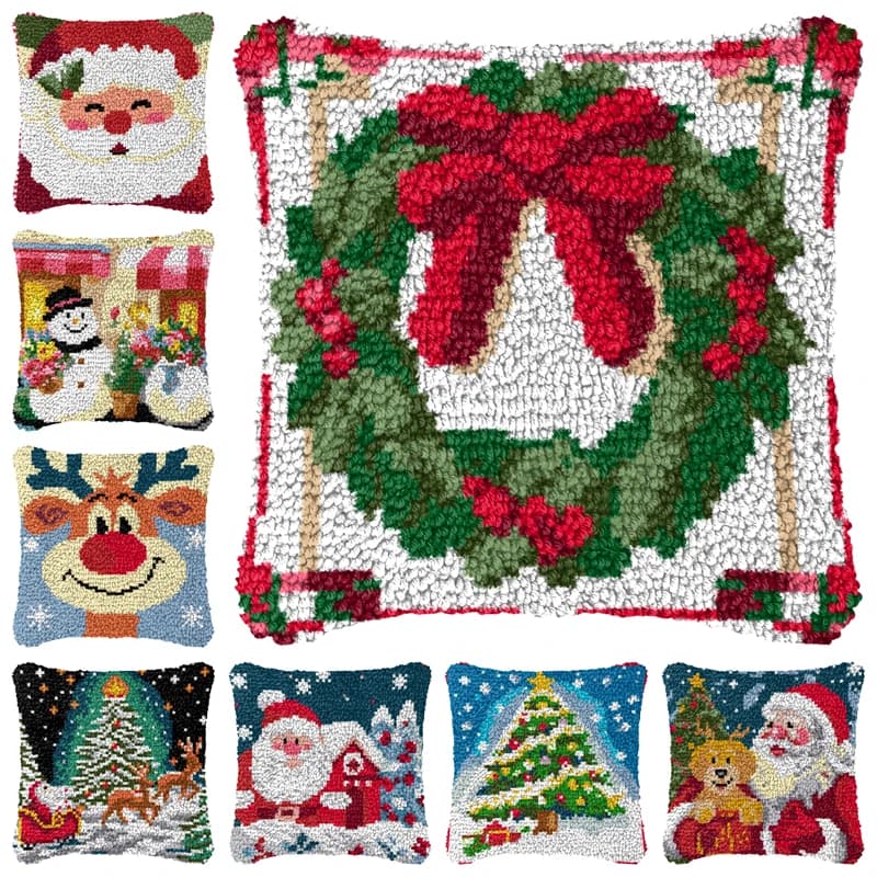 Kit di ganci di chiusura natalizia Smyrna kussen Knopen Federa Bottoni Cuscino Knoopkussen Pakket Coussin Loquet all'uncinetto Kussen Haken