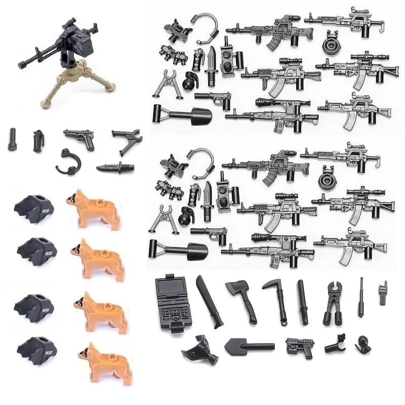 MOC Accessori per armi militari SWAT Forze speciali Soldato dell'esercito Pistola Mini Action Figures Building Blocks Giocattoli dei mattoni per ragazzi