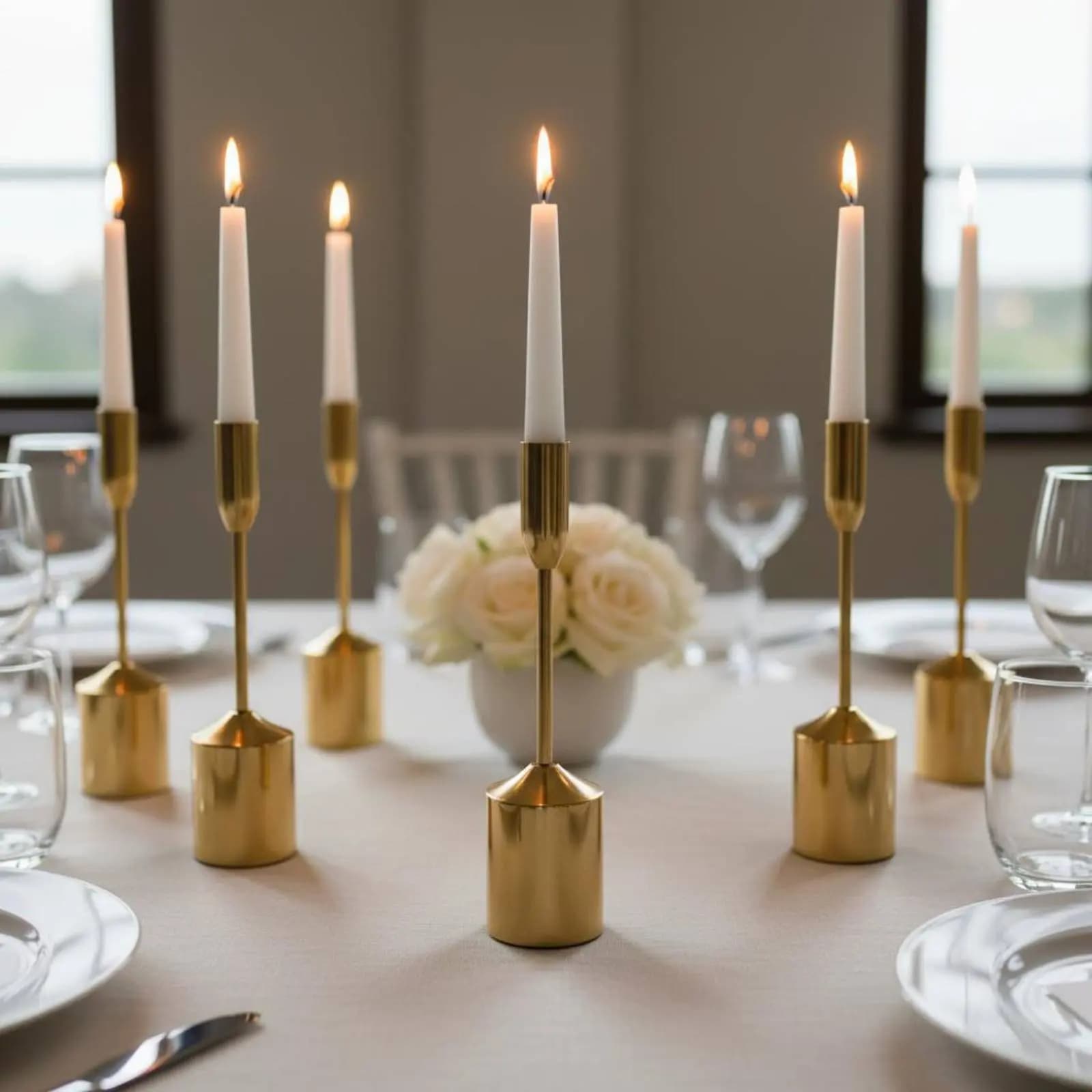 Set di 6 Portacandele in Metallo, Elegante Set di Candelieri Dorati, Decorazione per la Casa, Altezze Assortite per Matrimoni, Feste