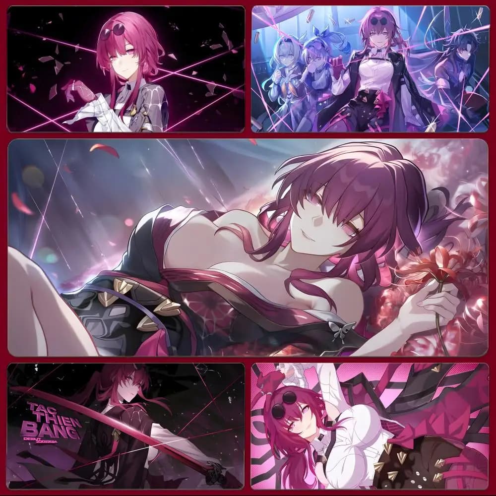Elegante e Affascinante Tappetino per Mouse Anime H-Honkai Star Rail Kafka, Grande Mousepad da Gaming con Bordi Cuciti, Tappetino da Scrivania Ispessito per PC