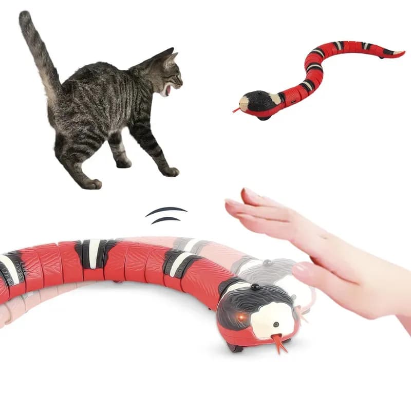 Giocattoli Interattivi Intelligenti per Gatti, Serpente Elettronico Automatico Ricaricabile USB per Gattini, Cani e Animali Domestici