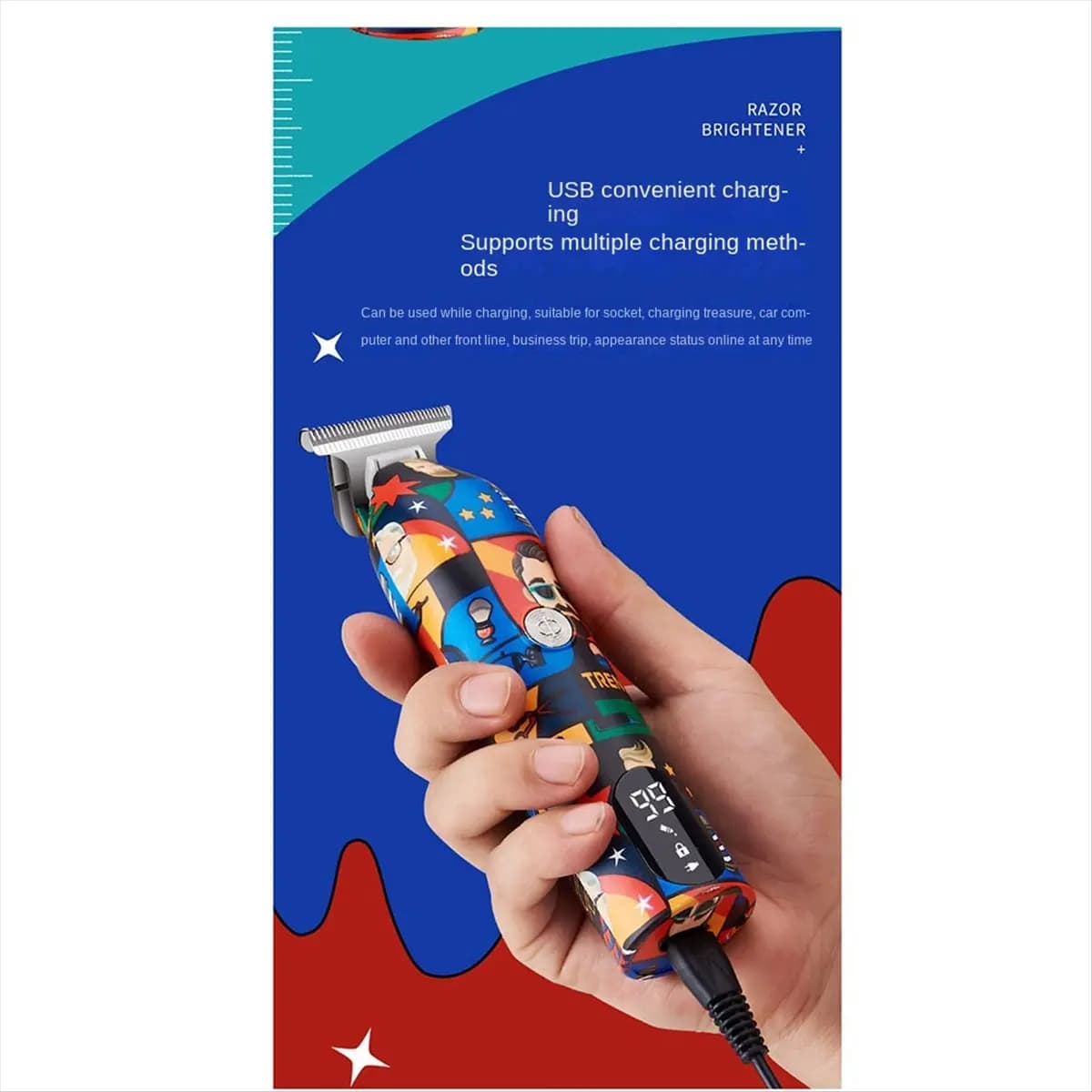 [BLACKFRIDAY]Barber Hair Clipper Rechargeable Graffiti Electric Finish Cutting Machine Beard Trimmer Shaver