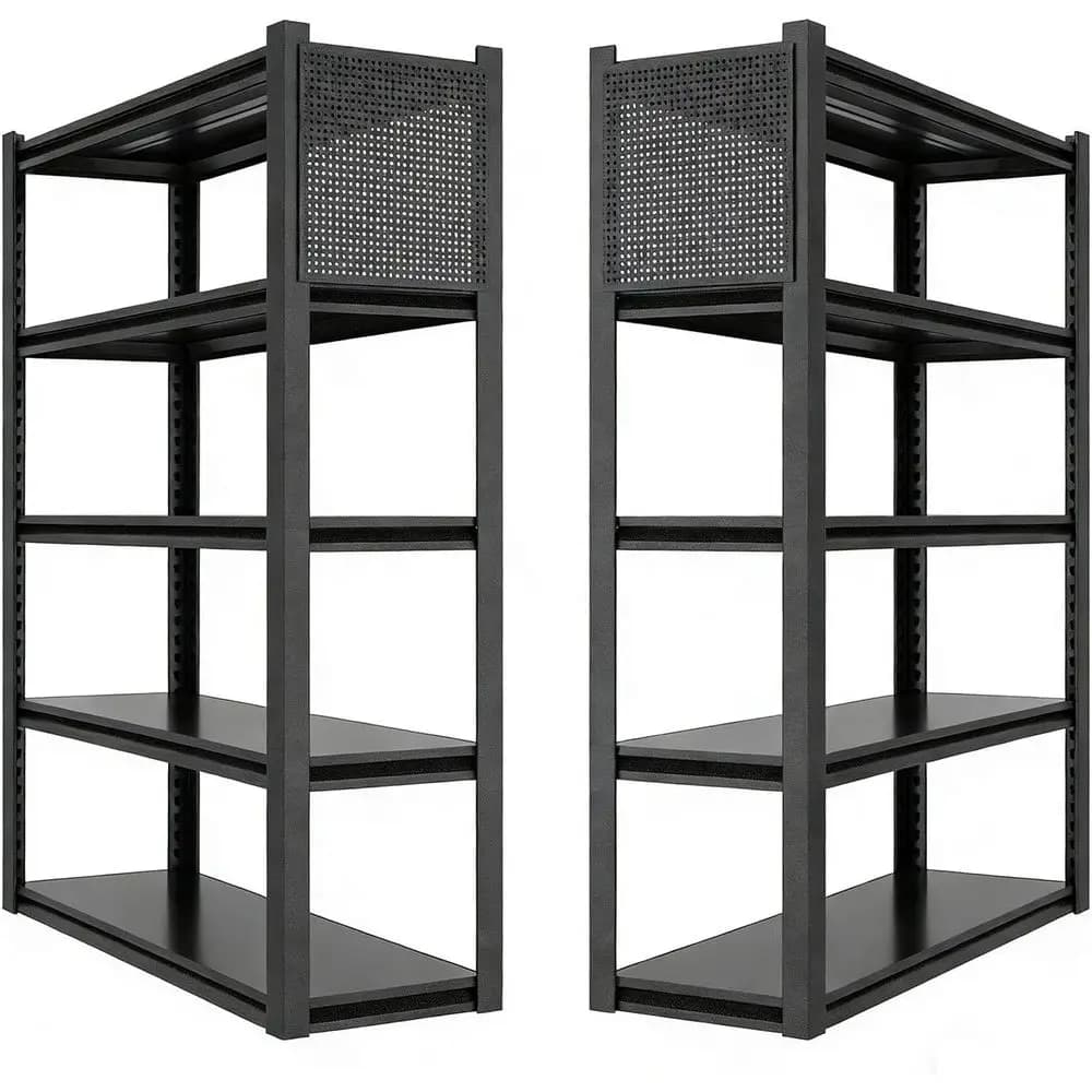 2 Level Metal Storage Shelves with Forged Panel, 59W x 24D, Garage Organizer