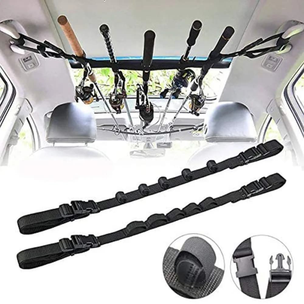 1/2 pieces fishing rod holder for black vehicle adjustable with magic stickers for fishing vehicle