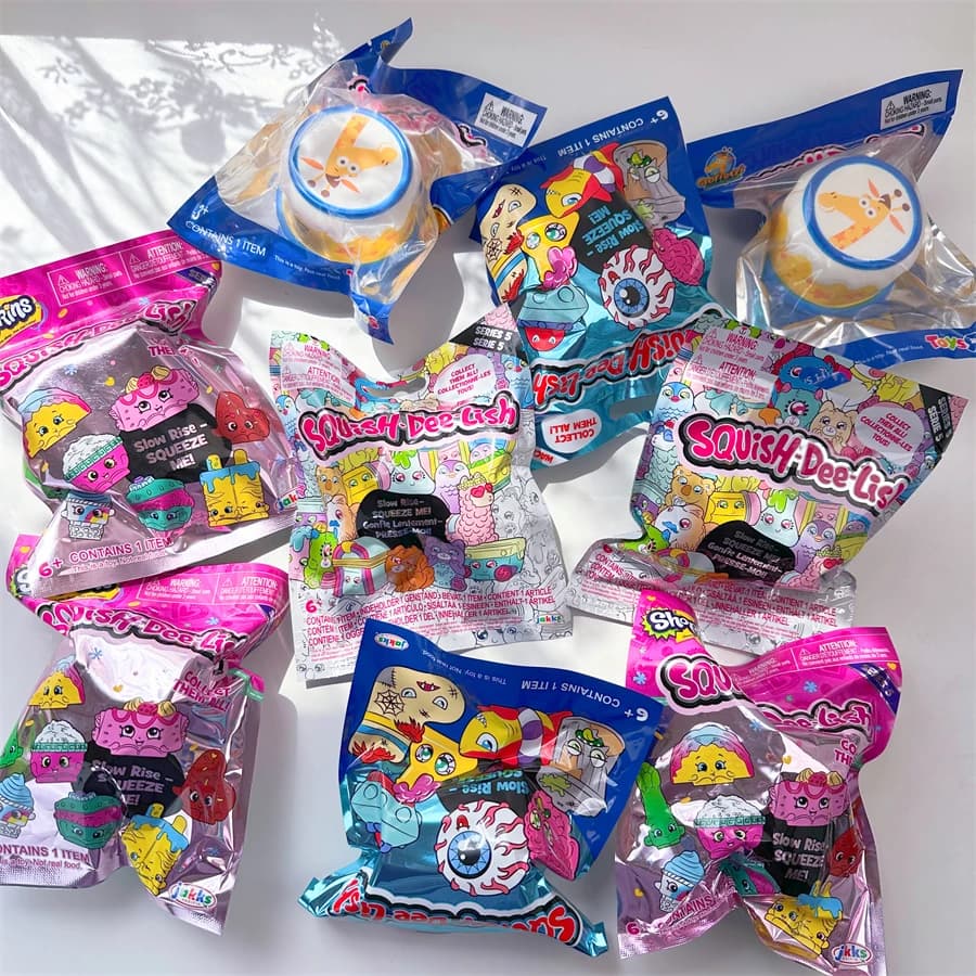 Shopkins Shopping Elf Squish-dee-lish Scatola cieca Serie alimentare Serie di rifiuti Sollievo dallo stress Spremere telescopico Kawaii Simpatico regalo per bambini