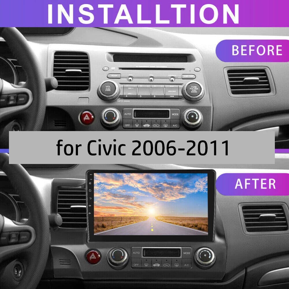 10 pollici Android 13.0 2G + 32GB per Honda Civic 2006-2011 Navigazione GPS per auto Lettore multimediale Radio Tape Recoder Testa per Carplay