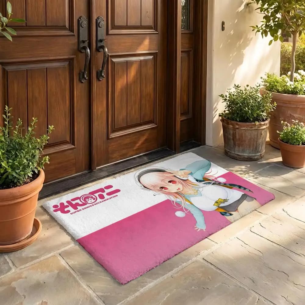 S-Super Sonico Tappetino classico in flanella per porta, antiscivolo, per camera da letto, soggiorno, decorazioni per la casa