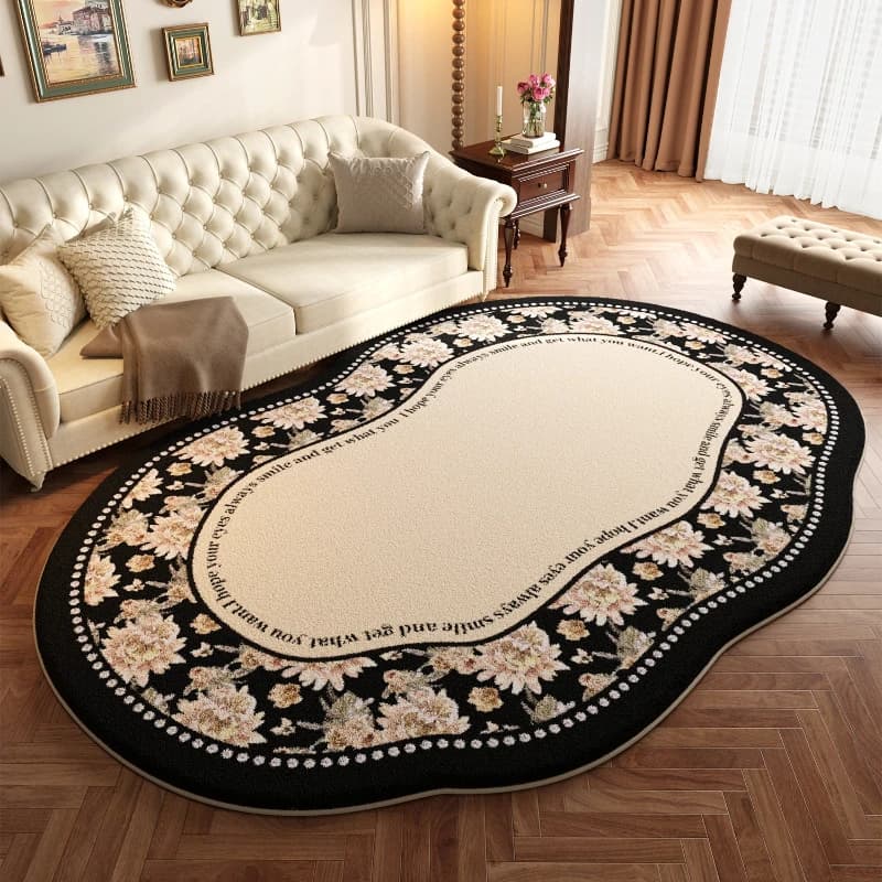 Tappeti in stile francese per camera da letto Modello floreale Decorazione del soggiorno Tappeto irregolare Tappetino lavabile per guardaroba Tappeto morbido per la casa