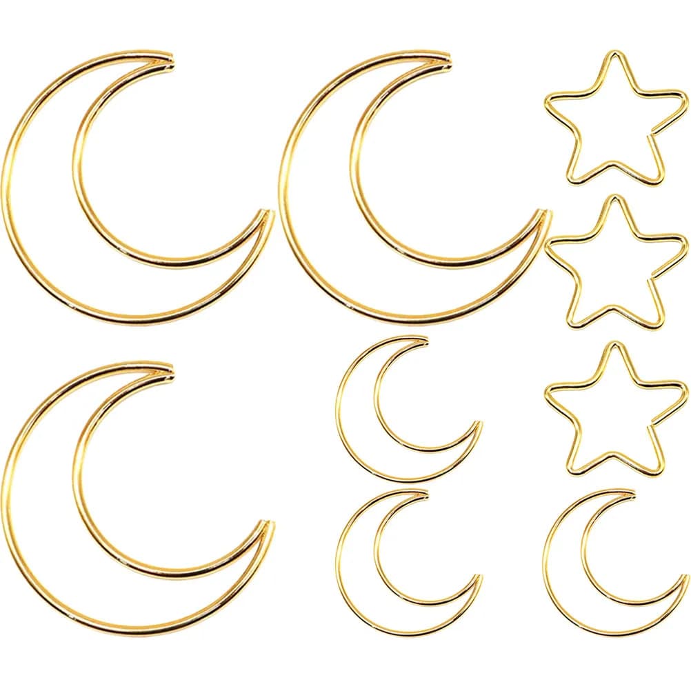 9Pcs Dream Catcher Materials Iron Rings Moon Star Shape Metal Hoops DIY Dream Catcher Making Wind Chimes Garden Decor