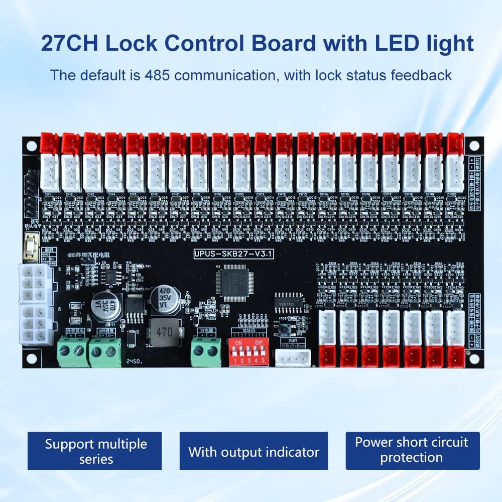 Scheda di controllo serratura elettronica DC12V 24V Controller per armadietto intelligente a 27 canali