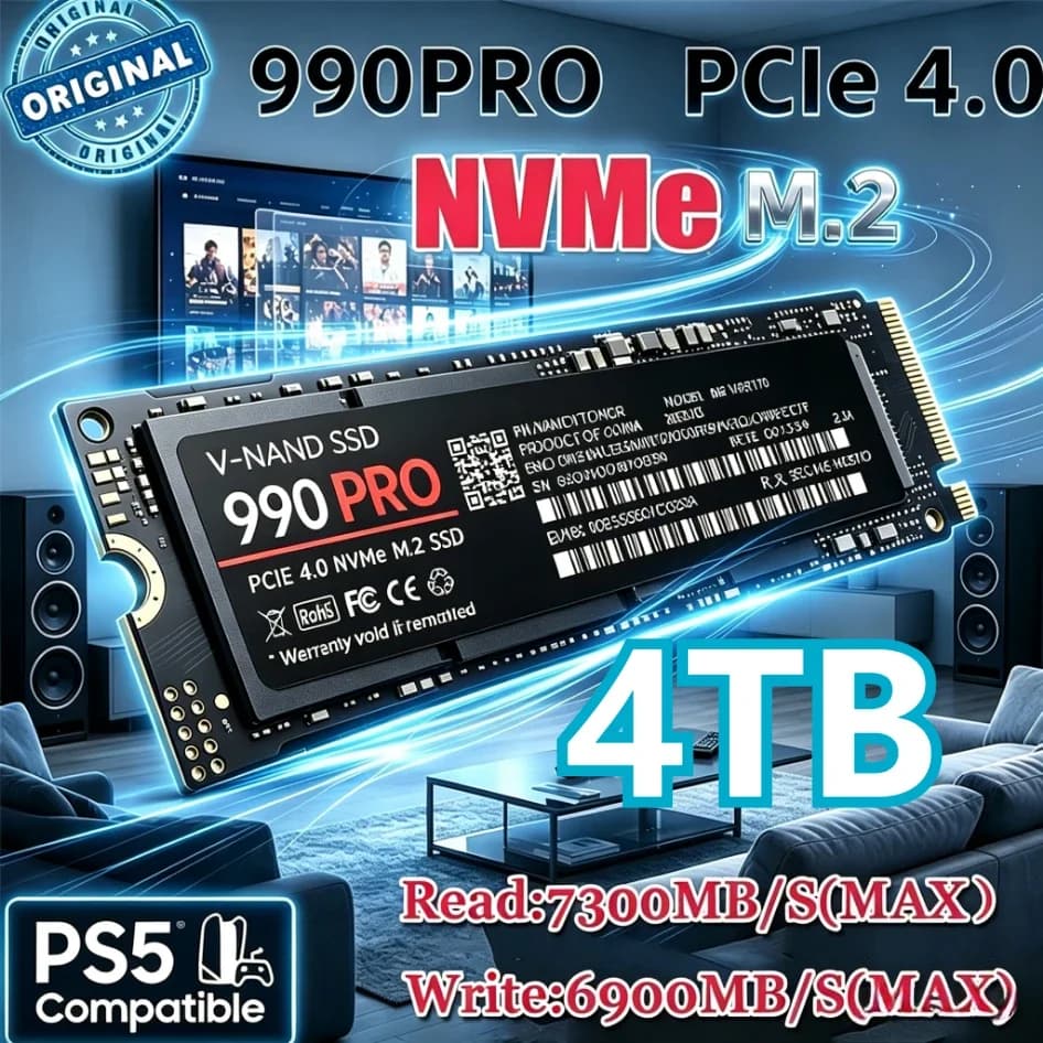 990 PRO NVMe M.2 2280 SSD PCIe 4.0 max read 7300MBs 500GB 1TB 2TB 4TB internal drive for PS5 gaming laptops desktops low power