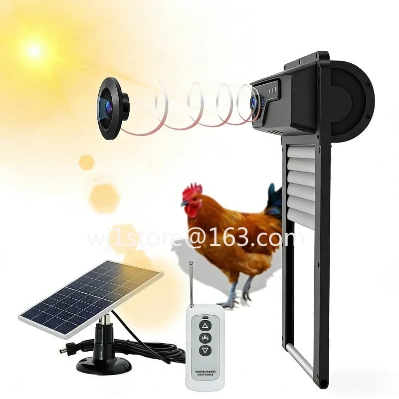Wholesale and retail timer and night vision waterproof IP65 smart chicken coop door opener with camera