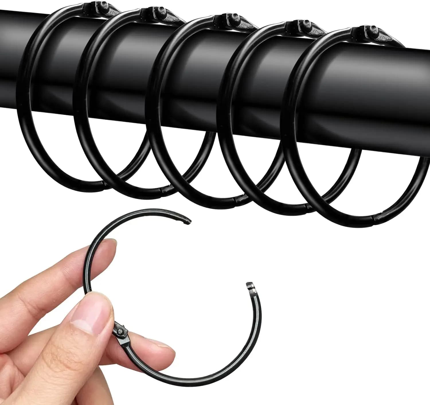 40Pcs anelli per tende aperti anelli per tende da 50mm anelli rotondi clip per tende da doccia clip in metallo per tende aste accessori per il bagno