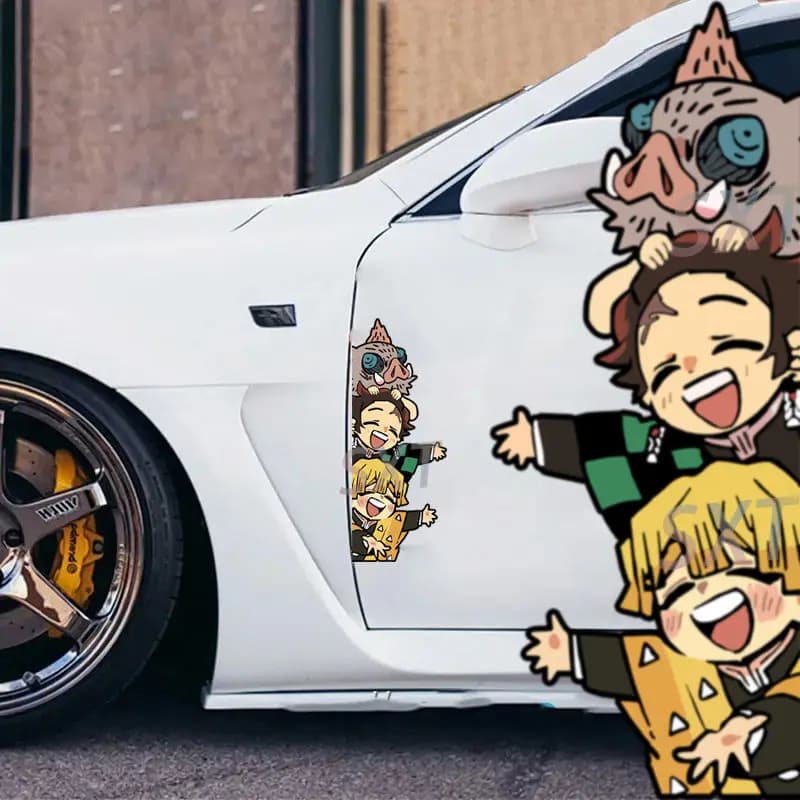 Cartoon Anime Demon Slayer Waterproof Car Stickers Decorative Car Doors Bedroom Bathroom Doors Personalized Creative Stickers