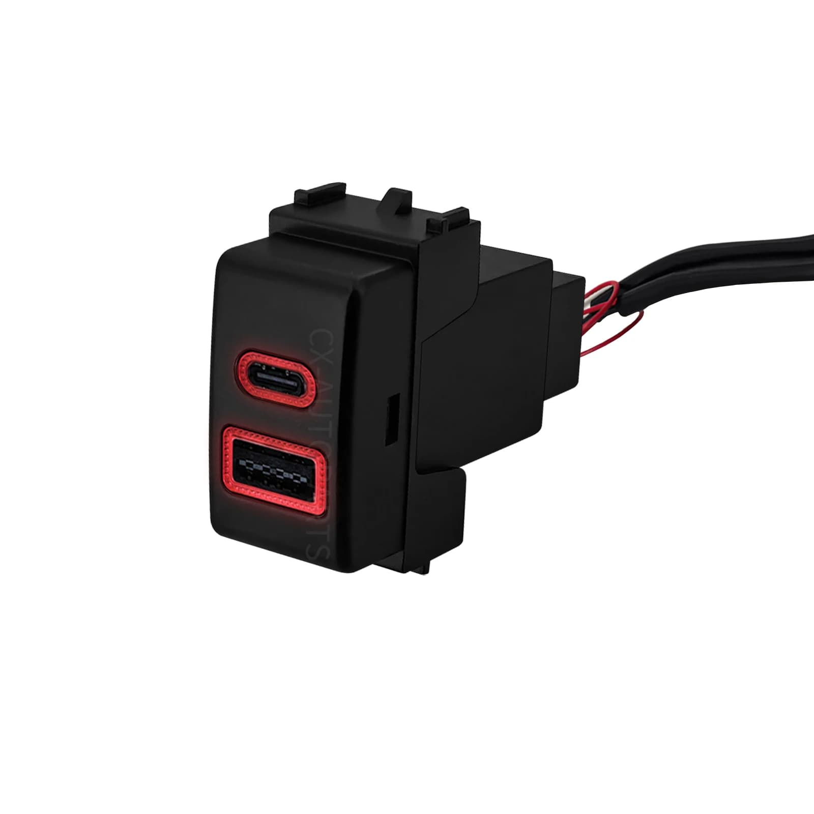 12V Dual USB & Type-C PD Socket Red LED Push Switch Car Charger For Nissan Navara D40 Patrol Y61 Y62 Pathfinder X-TRAIL