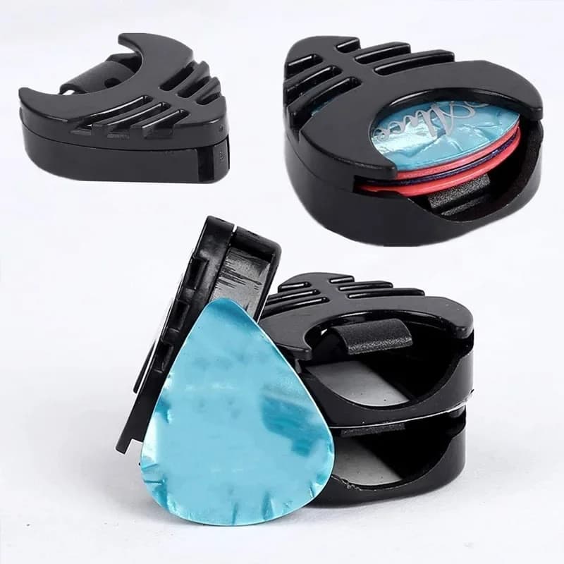 2Pcs Guitar Pick Holders Plastic Stick-on Guitar Pick Case Celluloid Mediator Holders Electric Guitar Accessories for Bass Ukule