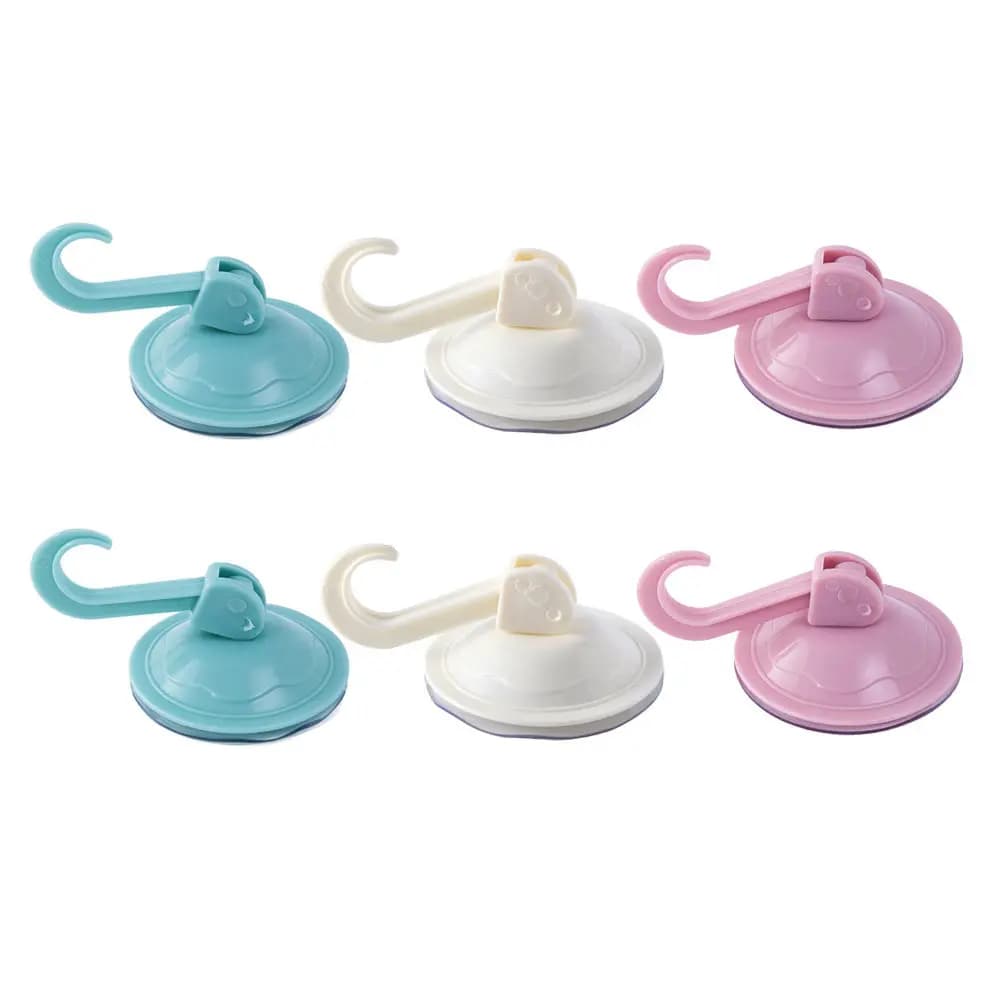 6Pcs Suction Cup Hooks Powerful Traceless Wall Hangers for Home Kitchen Bathroom Clothes Towels Umbrellas Suction Cup Hooks