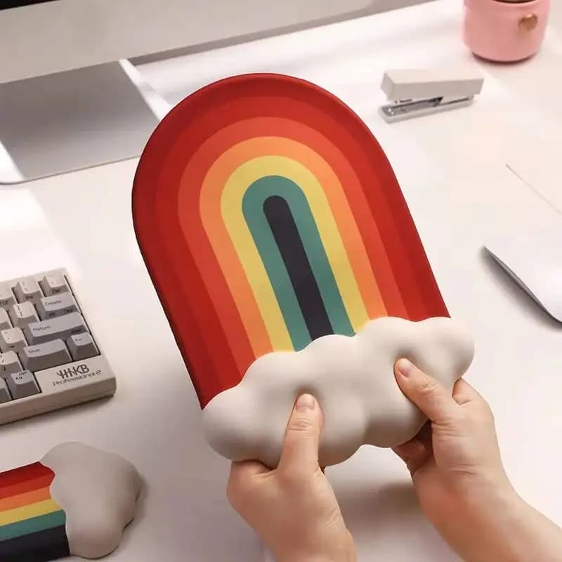Simpatico design arcobaleno poggiapolsi tappetino per mouse tessuto in schiuma di silicone tappetino ergonomico antiscivolo computer portatile PC polso tappetino sanitario creativo