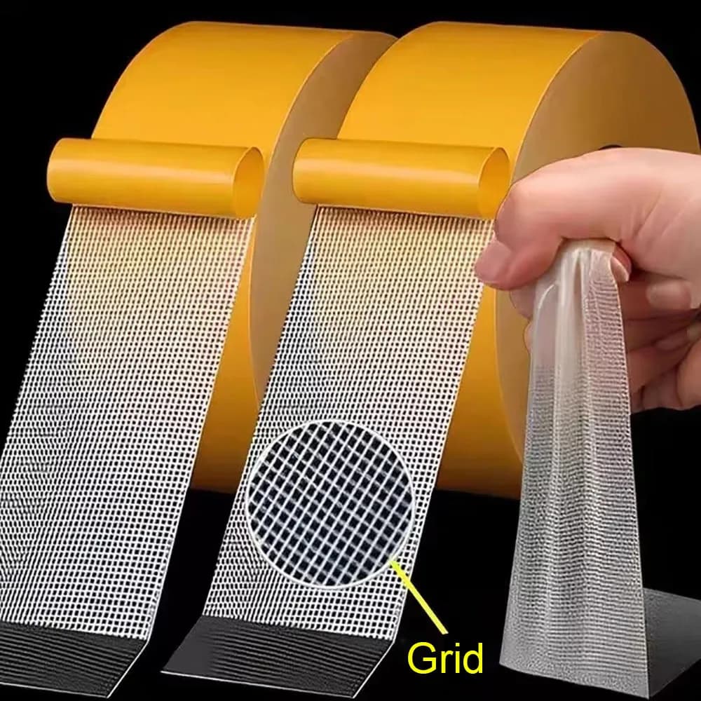 Super slim biadhesive adhesive tape with strong fastening Powerful grid mat tape without waterproof durable translucent mesh track