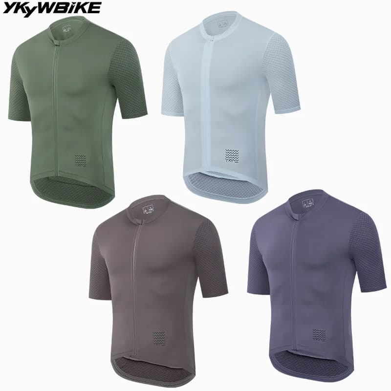 YKYWBIKE Men's Classic Cycling Jersey Summer Cycling Bike Maillot Road Bike Breathable Clothing Short Sleeved Shirt Pro Team