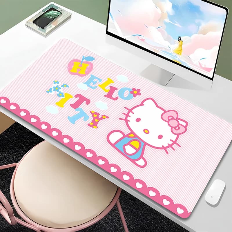 Mouse Mat 90x40 cm Hello Kitty Anime Gamer Gaming Accessories Keyboard Mat Varmilo Rubber Computer Carpet XXL
