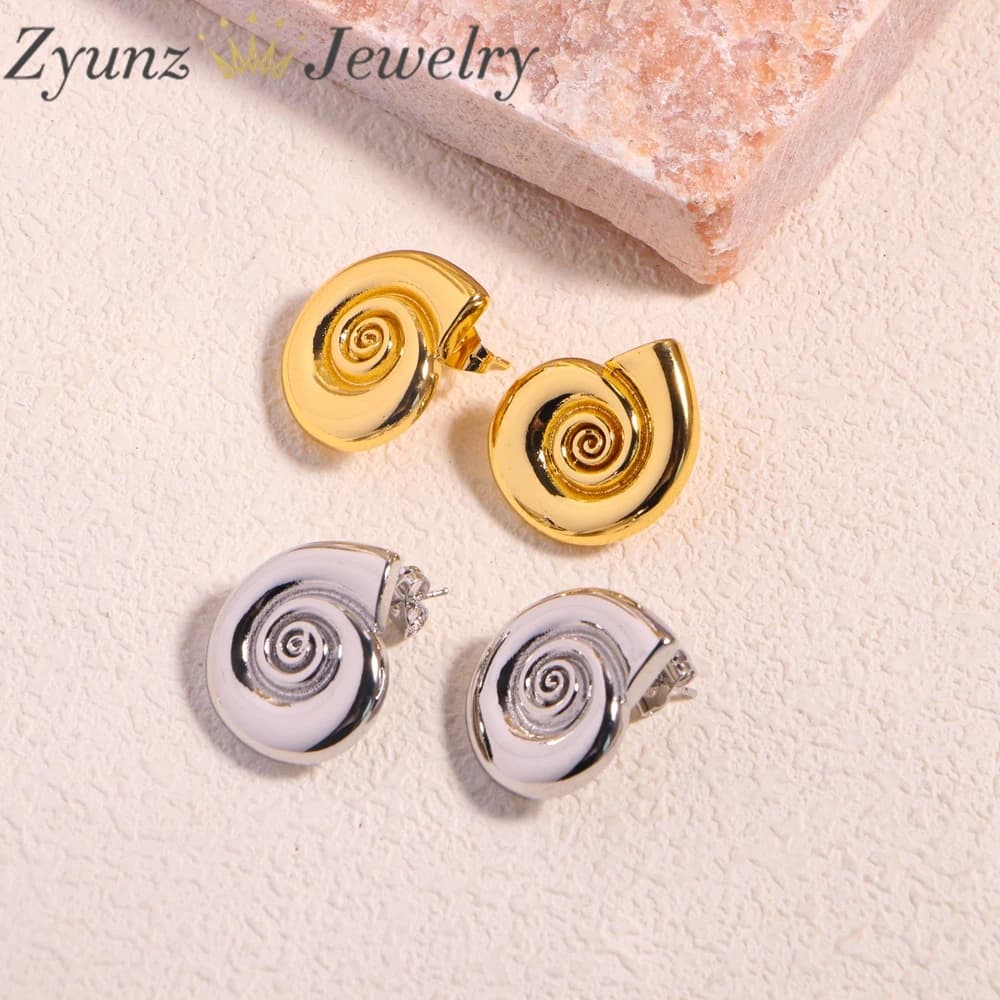 5 paia, orecchini a bottone conchiglia in metallo per donna Nuovi accessori per feste di gioielli dal design semplice per le vacanze