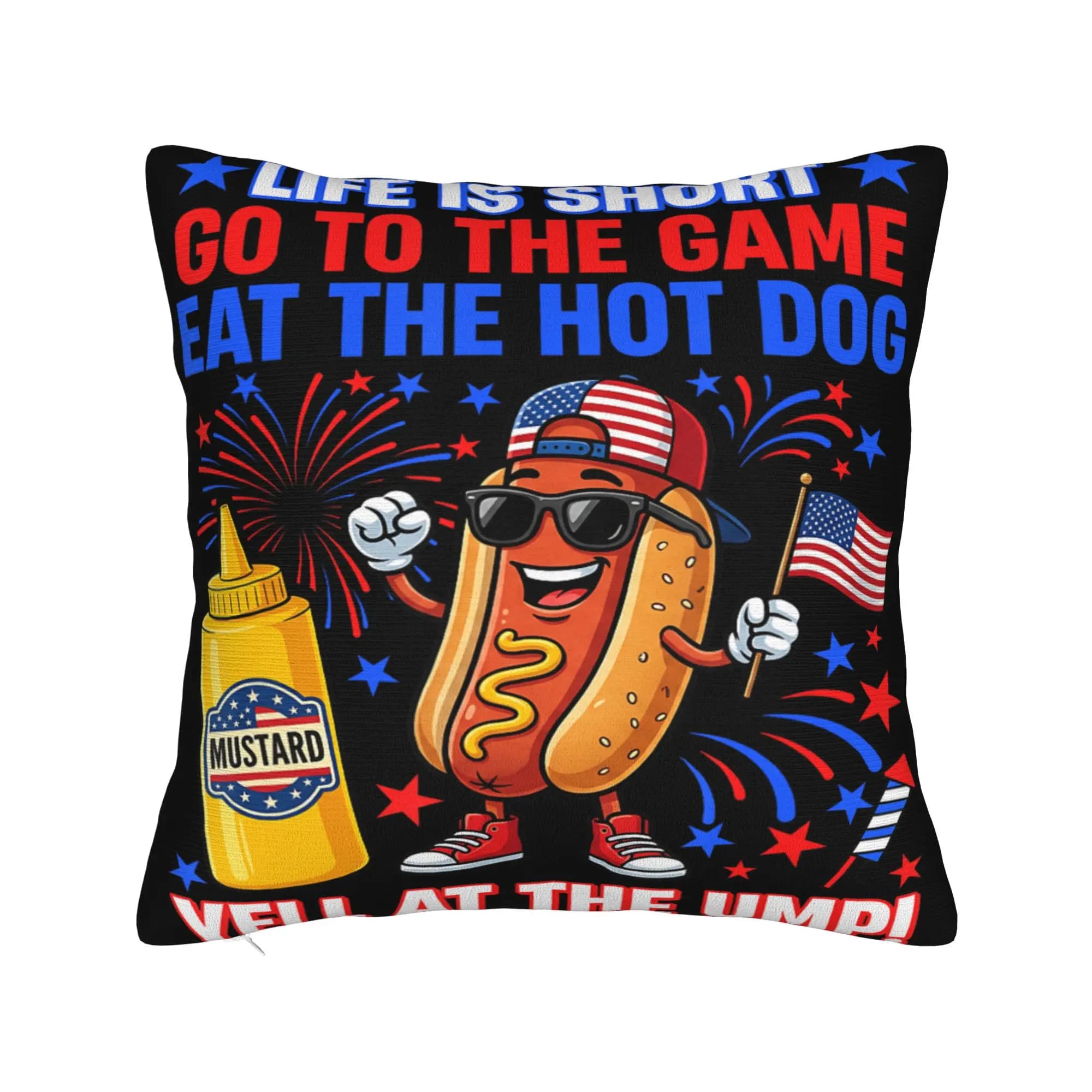 Fodere per cuscini decorative Life is Short Go to The Game Eat The Hot Dog Yell At The Ump Merch Seat Pillow Case Cover