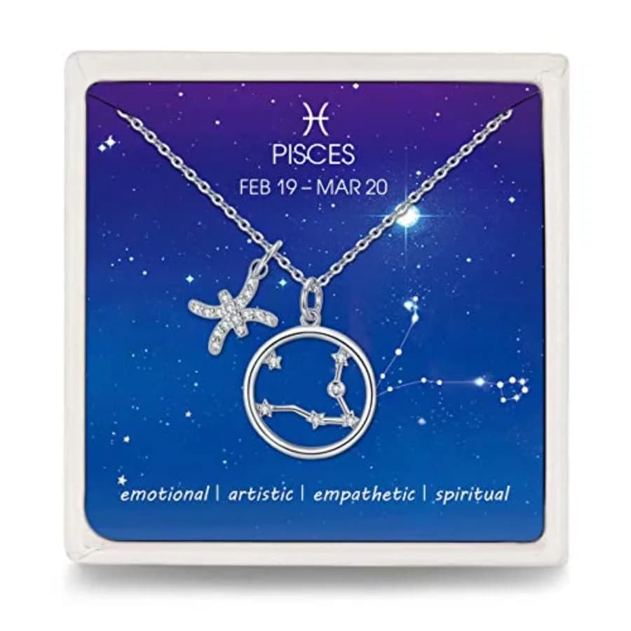 Zodiac Necklace Sterling Silver 12 Constellation Horoscope Pendant Astrology Star CZ Dainty Necklaces Birthday Jewelry for Wome