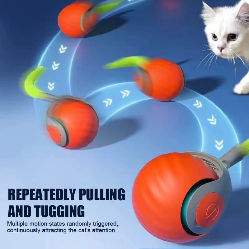 Giocattolo interattivo per gatti Palla a rulli automatica Coda finta USB ricaricabile Giocattolo elettrico intelligente Addestramento per cani e gatti Mimica Mouse