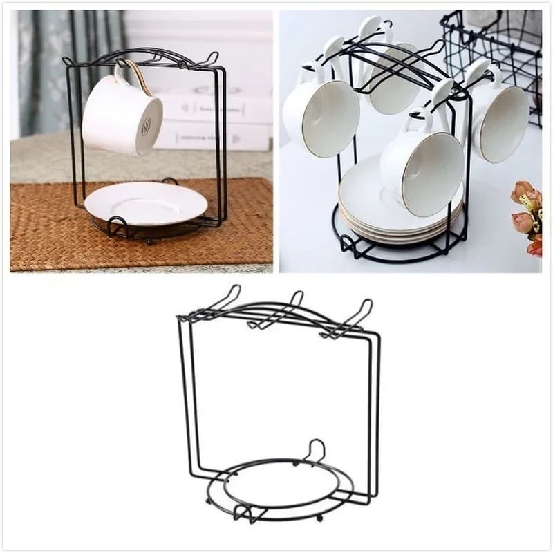 Coffee Cup Holder Hanging Partition Cup Holder Storage Rack Iron Cup Shelf Stand Kitchen Counter Steel Display Stand Home Tool