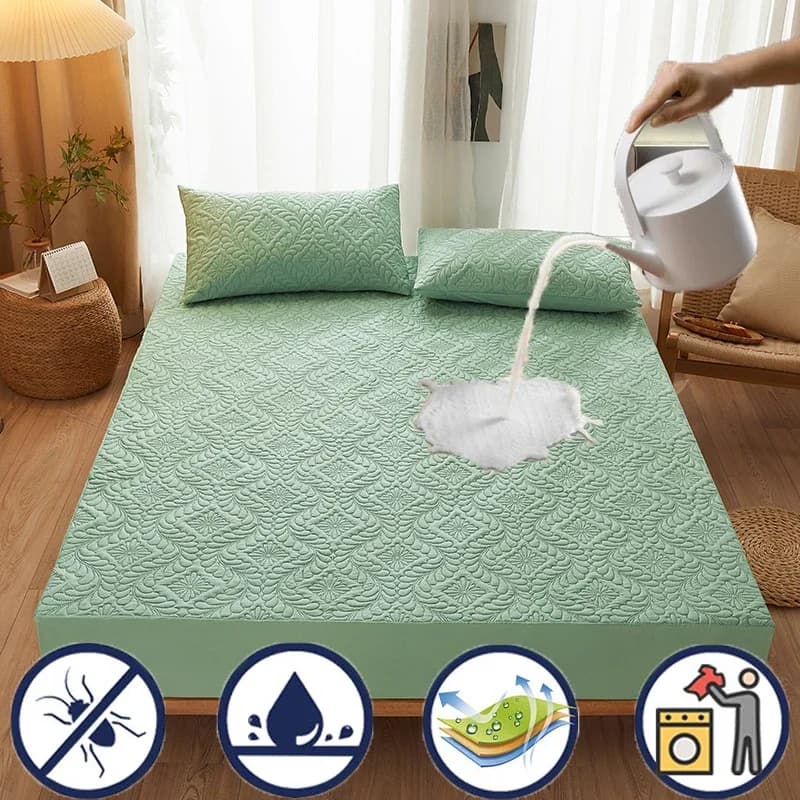 Coprimaterasso trapuntato con lenzuolo impermeabile per lenzuolo con angoli elastici invernali, protezione completa Queen King 160/140 * 200 cm