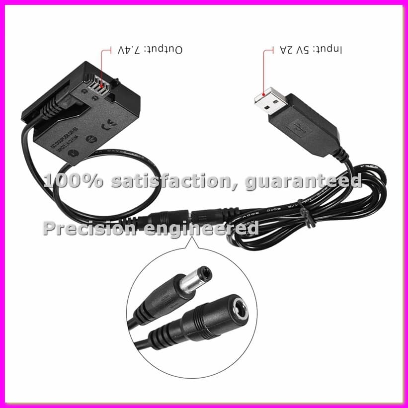 Battery Fit E8 with USB Power Bank DC Adapter Cable Replacement for LP-E8 for DSLR 550D 650D 700D cameras - ABVP