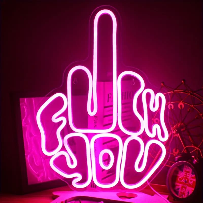 Insegna al Neon Monoblocco con Motivo a Gesto, Illuminazione Artistica Personalizzata, Arredamento da Parete con Porta USB, Regalo Neon Adatto
