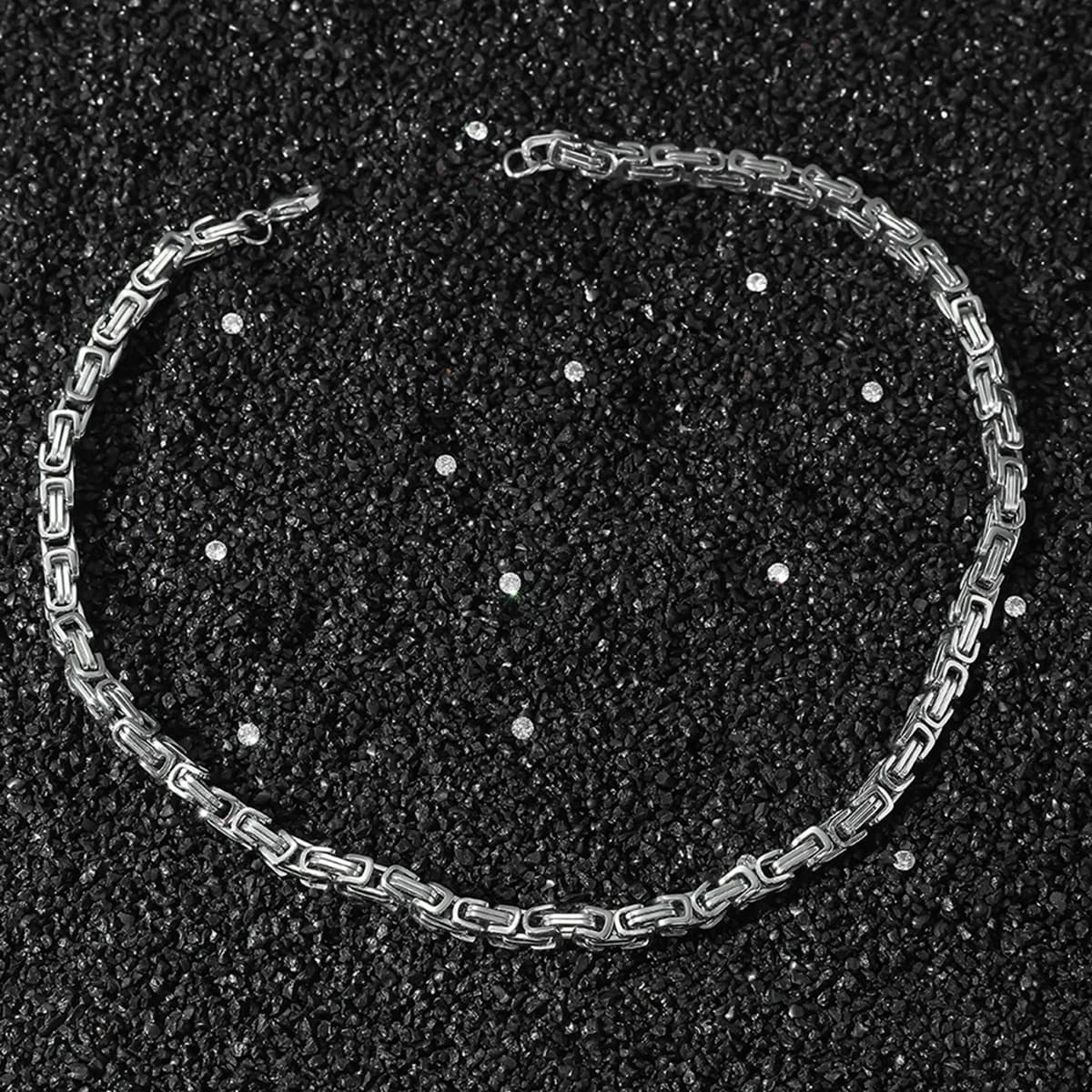 Collana a catena con anelli in acciaio inossidabile stile hip-hop europeo e americano