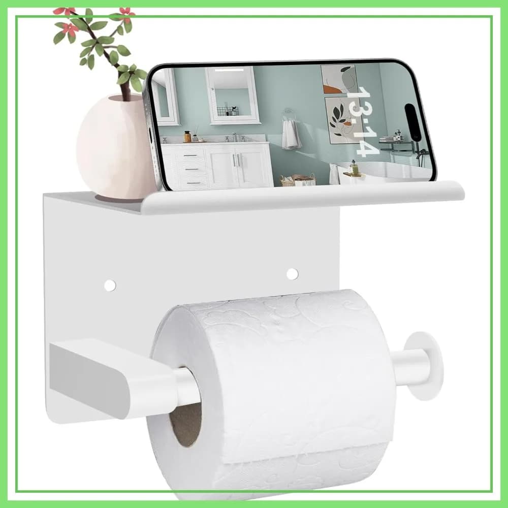 Portarotolo da Bagno Autoadesivo Bianco, Porta Asciugamani da Parete Resistente Antiruggine per Bagno e Cucina