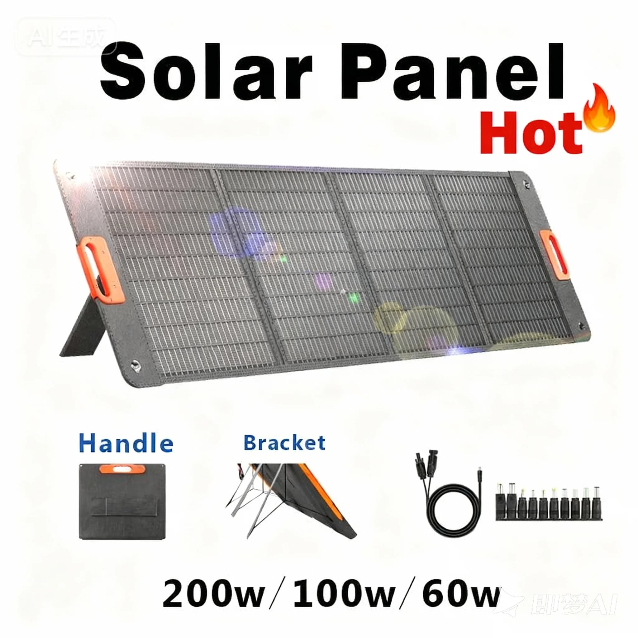Pannello solare pieghevole e portatile da 100W 200W, caricabatterie solare adatto per centrali elettriche portatili da 1000W 1800W 2400W