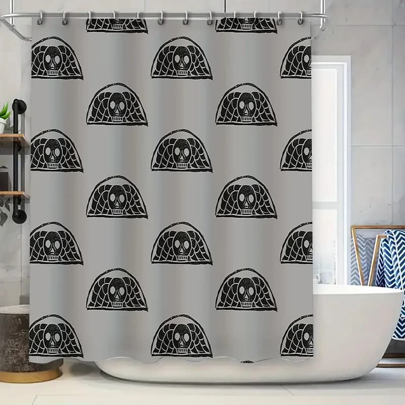 Tenda da doccia gotica estetica scura spettrale arredamento di Halloween modello teschio set da bagno vintage horror tessile per la casa appeso a parete