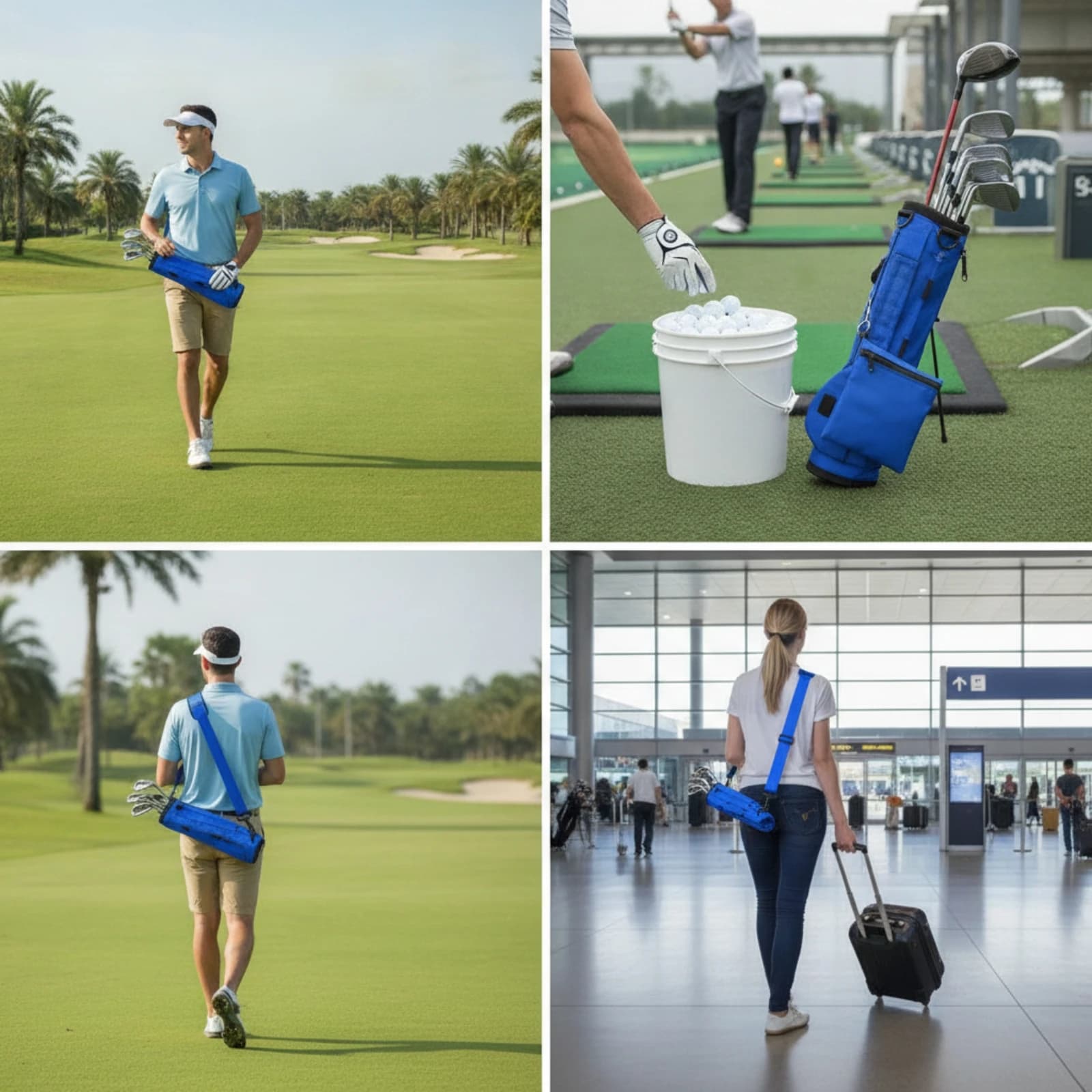 Golf Club Carry Bag Adjustable Golf Club Carrier Small Sturdy for Golfers, Driving Range, Travel