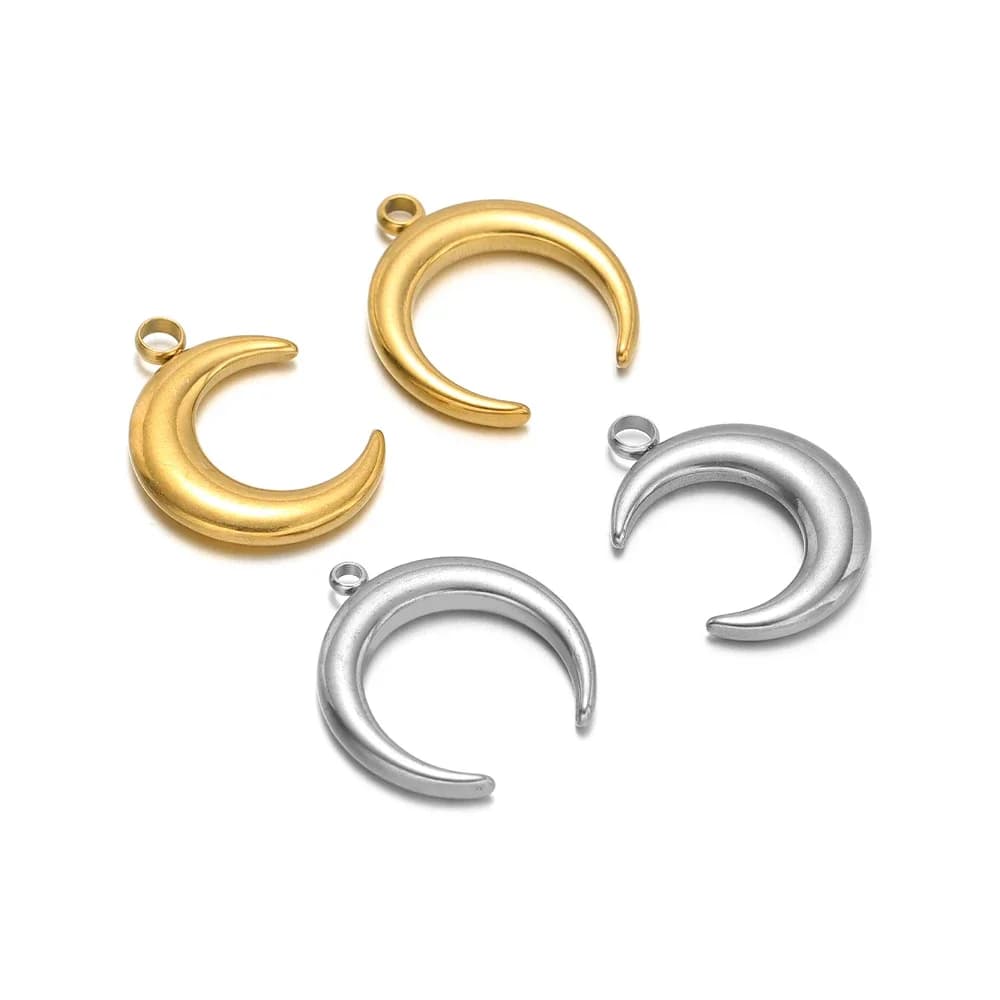 Pendenti in oro con ciondoli in corno di luna in acciaio inossidabile da 5 pezzi per gioielli fai-da-te che realizzano squisiti materiali per la decorazione di braccialetti per collane sfusi