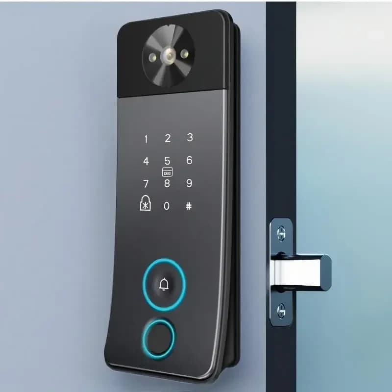 Tuya APP Smart Deadlock per impronte digitali per porta in legno con supporto campanello Password IC Card Sblocco chiave Serratura elettronica