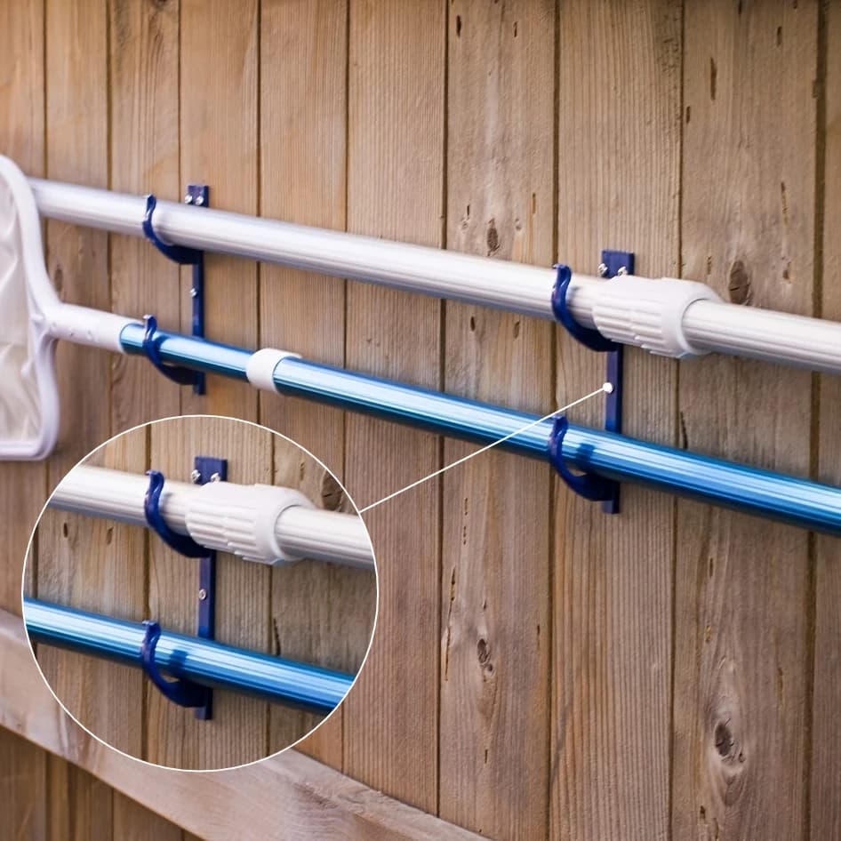 Ganci Telescopici Avvitabili (Confezione da 2), Appendiabiti in PVC per Pali, Robusto Supporto per Attrezzi da Piscina e Tubi da Giardino per Esterni