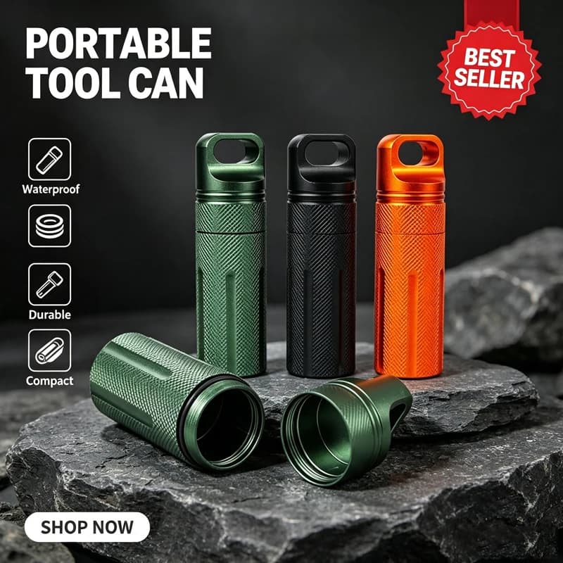 Survival Aluminum Alloy EDC Case Waterproof Bottle Cap Sealer Outdoor Camping Accessory Portable Tool Holder Air Tight Capsule S