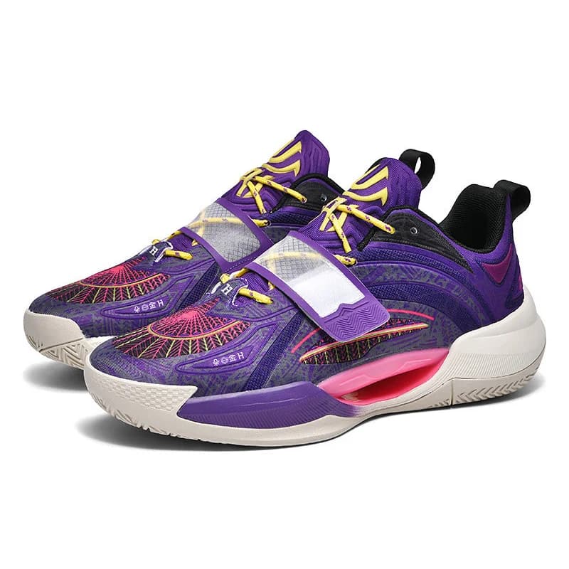 Lynjacye 2025 K1 Scarpe da basket viola per uomo Donna Hook Loop Scarpe da ginnastica sportive da combattimento reali Cuscino Scarpe di supporto rimbalzo