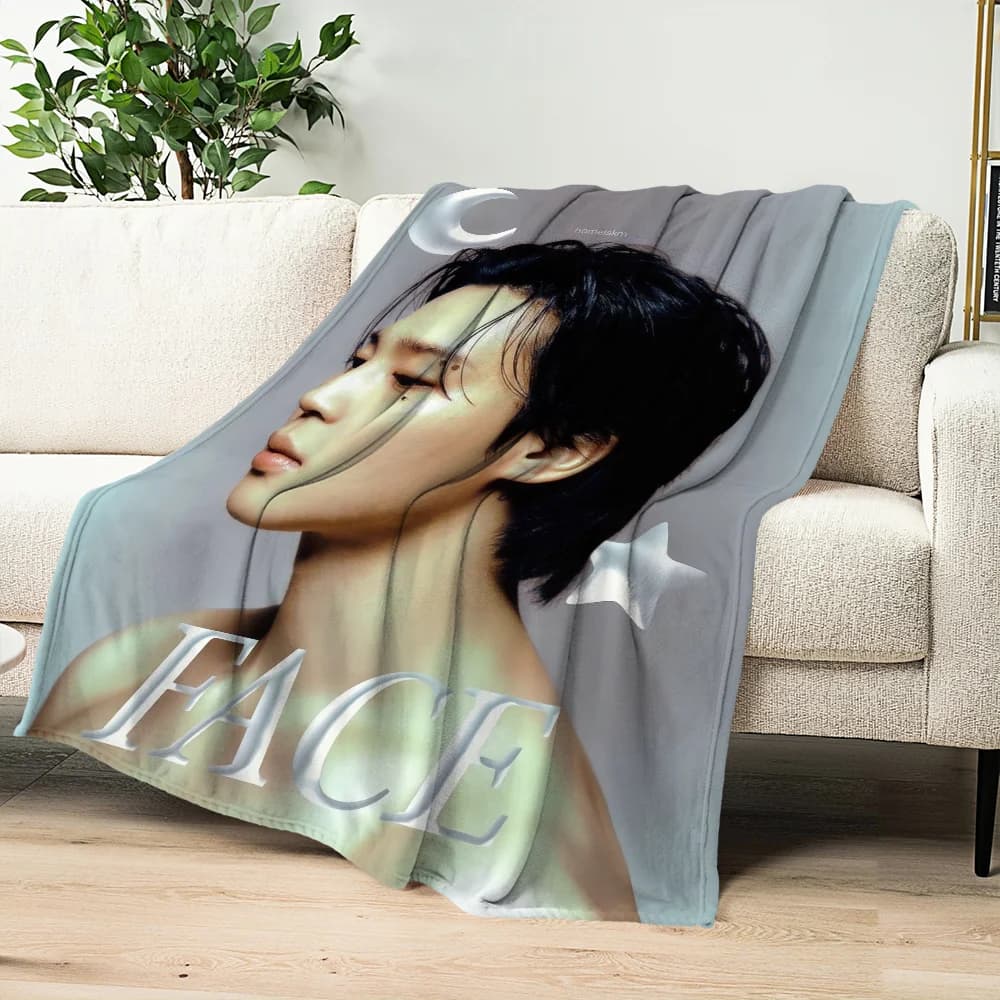 Coperta Cantante in flanella calda e confortevole, morbida coperta in peluche per divano J-Jimin idol soggiorno Kpop ufficio camera da letto regalo da viaggio