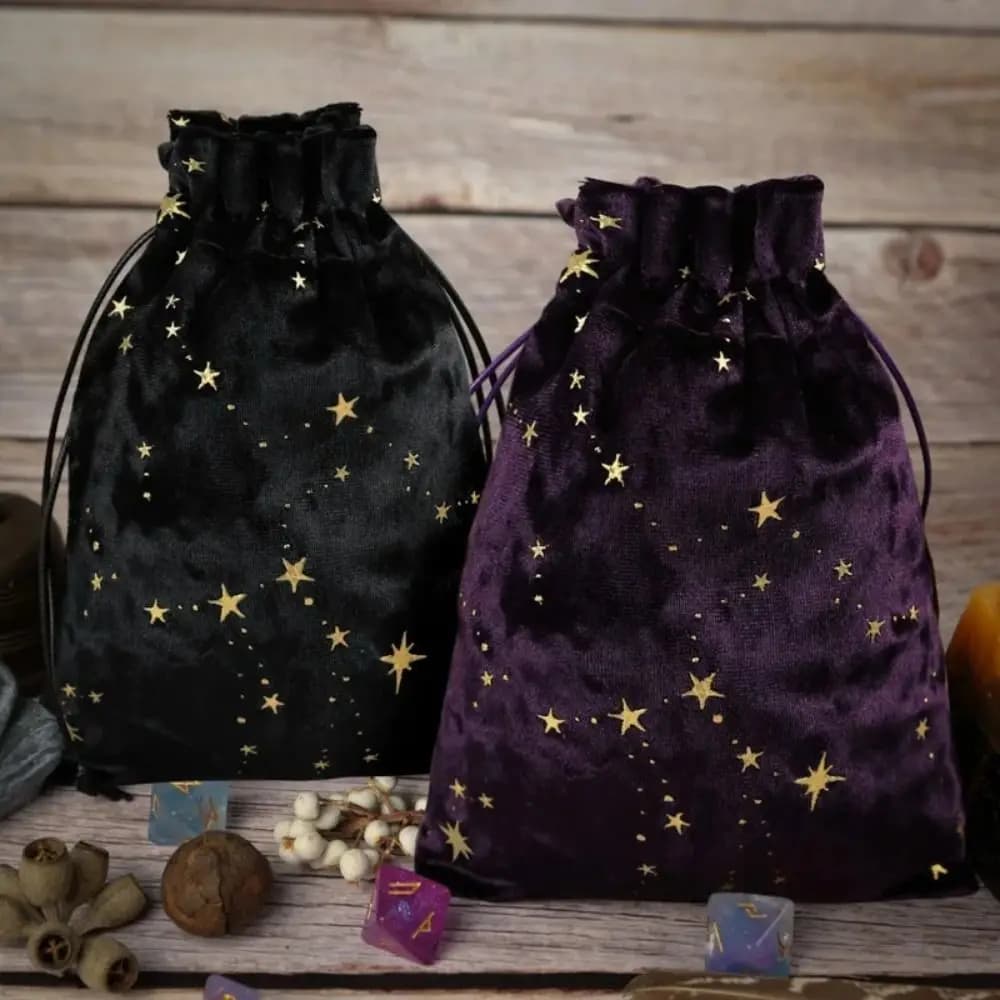 Nuova Borsa Portaoggetti in Velluto con Stampa di Stelle per Carte dei Tarocchi e Oracoli, Sacchetto Multiuso per Gioielli e Oggetti Vari